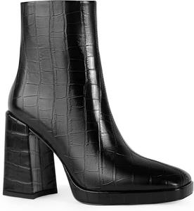 Женские ботильоны ANN CREEK с квадратным носком, боковой молнией и устойчивым каблуком, Black-Crocodile