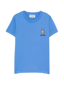 Футболка с нашивкой в виде мишки Moschino Kids, синий