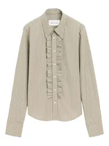Полосатая рубашка с оборками Ami Paris, серый