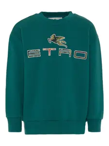 Толстовка с круглым вырезом и логотипом Etro Kids, зеленый
