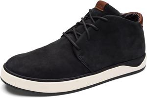 Мужские ботинки OLUKAI Papaku 'Ili, прочная водонепроницаемая кожа, уютная стеганая подкладка, амортизация на весь день, комфортные резиновые подошвы с хорошим сцеплением на мокрой поверхности, черный