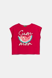 Детская хлопковая футболка United Colors Of Benetton, розовый