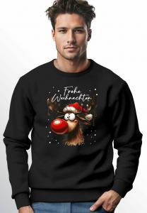 Толстовка MoonWorks RENTIER AUFDRUCK FROHE WEIHNACHTEN MOONWORKS, Schwarz/Anthracite