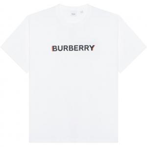 Футболка оверсайз женская белая с принтом логотипа Burberry