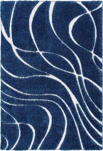 Ковер SAFAVIEH, 69 x 153 см, Florida Shag Collection, Navy & Ivory, без линьки и простой в уходе, толщиной 3 см, идеален для помещений с высокой проходимостью: прихожая, гостиная, спальня (SG471-6512)