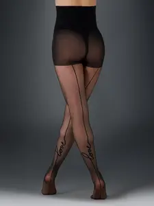 Колготки с рисунком Love на заднем шве Bluebella, черный