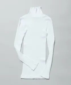 Хлопковый трикотажный пуловер с высоким воротником в рубчик