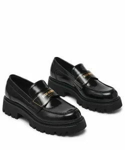 Лоферы на платформе с логотипом и ремнем