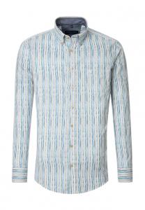 Повседневная рубашка удобного кроя с длинными рукавами и воротником на пуговицах Casamoda, синий