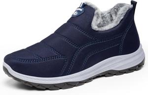 Зимние мужские ботинки Теплые снежные ботинки с флисовой подкладкой, короткие ботинки до щиколотки с мягкой подошвой, водонепроницаемые нескользящие ботинки для холодной погоды и повседневной носки Qacksv, синий