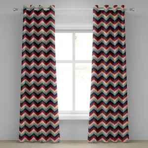 Угловая штора ABAKUHAUS с люверсами, треугольный абстрактный геометрический узор в стиле ретро, винтажная декоративная штора из двух панелей, 280 см x 260 см, нежно-голубой/темно-синий Abakuhaus