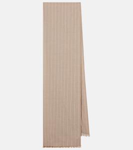 Гуэльский полосатый хлопковый шарф The Row, Beige Melange