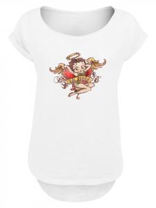 Длинная футболка Betty Boop Lil Angel Tattoo белого цвета F4NT4STIC