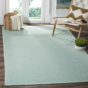 Ковер SAFAVIEH, 153 x 244 см, Montauk Collection, Ivory & Aqua, ручное плоское плетение из хлопка, идеально для помещений с высокой проходимостью в гостиной, спальне (MTK515A)