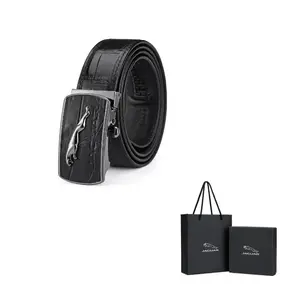 JAGUAR Мужской кожаный ремень из коровьей кожи шириной 3,55 см, Black