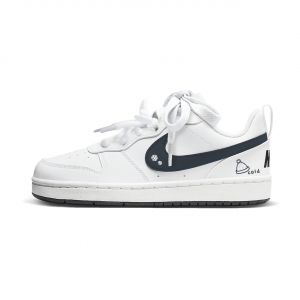 Nike Детские низкие кеды для скейтбординга Court Borough Pure White Winter Ballad из синтетической кожи, износостойкие