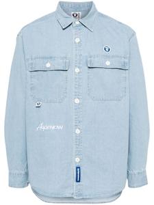 A Bathing Ape джинсовая рубашка с логотипом, синий