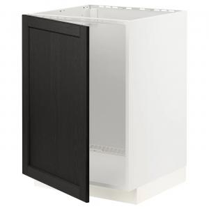 Тумба под раковину METOD IKEA, 60x60x80 см, цвет white/lerhyttan black stained