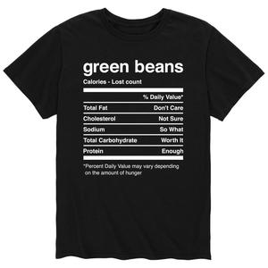 Мужская футболка с пищевой ценностью зеленой фасоли Licensed Character