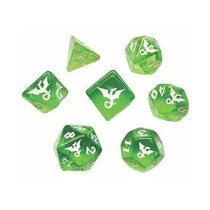 Драгоценный камень Poly Set — изумруд с белым (7), Dragon Dice (Black Oak)