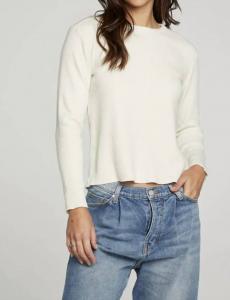 Футболка с длинными рукавами и круглым вырезом кремового цвета Chaser