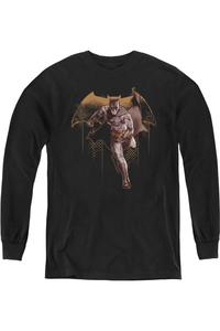 Футболка с длинным рукавом "Лига справедливости" Капюшонный крестоносец для детей Gildan, черный