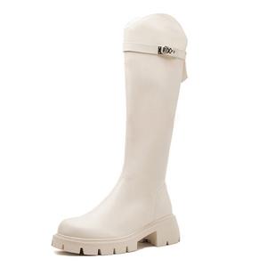 Ботинки до колена 5.5 см женские A poinsettia princess, Ecru Unlined