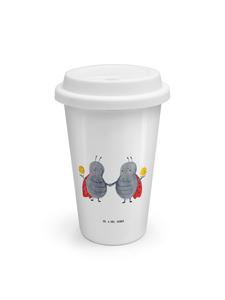 Mr. & Mrs. Panda Белая термокружка со знаком зодиака Близнецы, без надписей