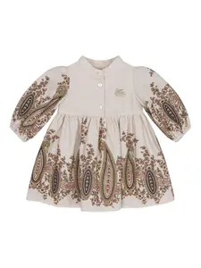 Платье с длинными рукавами и принтом пейсли ETRO KIDS, нейтральный