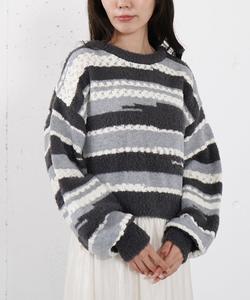 Пуловер из смешанной пряжи со случайной каймой Archives, цвет Charcoal Gray