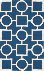 Ковер SAFAVIEH, 61 x 92 см, Cambridge Collection, Navy Blue & Ivory, ручной работы из марокканской шерсти, идеально для помещений с высокой проходимостью: прихожая, гостиная, спальня (CAM143G)