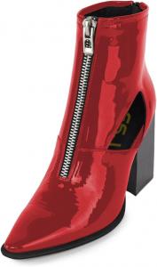 Женские ботильоны FSJ с острым носком, передней молнией, массивным каблуком, из блестящей кожи с вырезами, ручная работа, удобные, для зимы и осени, короткие сапожки, размер 4-15 US, Red