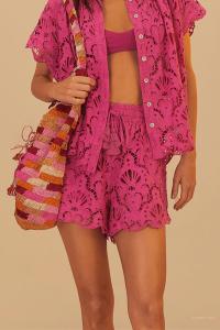 Короткие розовые блузки с люверсами Seashell Farm Rio, розовый