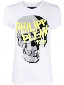 Футболка с V-образным вырезом и декором Skull Philipp Plein, белый