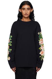 Футболка с длинным рукавом и принтом "Букет роз" Simone Rocha, черный