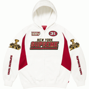 Футбольная толстовка на молнии с капюшоном, унисекс, осень/зима 2025, неделя 2016 Supreme, белый