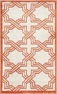 SAFAVIEH, 77 x 122 см, ковер для декора коллекции amherst - ivory & orange, геометрический рисунок, без ворса и простой в уходе, идеален для помещений с высокой проходимостью: прихожая, гостиная, спальня (AMT413F)