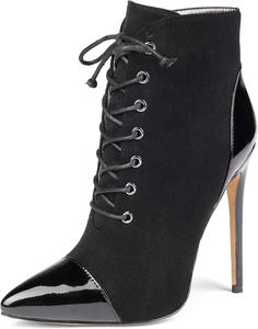 Женские ботильоны SAMMITOP с зауженным носком и шнуровкой, короткие ботинки с анималистичным принтом, Two-Tones