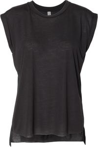 Женская футболка BELLA + CANVAS Flowy с подвернутыми манжетами, черный