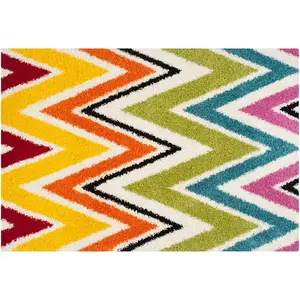 Детский психоделический шевронный ворсистый коврик Safavieh, 153x229 см