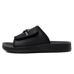 Мужские сандалии из резиновой кожи и кожи в лоскутном стиле, нескользящие, устойчивые к истиранию PAIBLOKS, Black