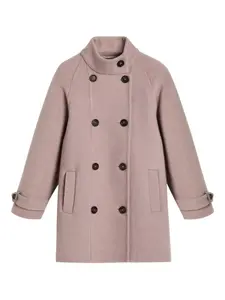 Шерстяное двубортное пальто Brunello Cucinelli Kids, розовый