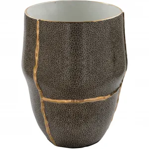 Настольная ваза Fink «FAVORA», (1 шт.), фарфоровая ваза, имитирующая кожу, высота 40,5 см x Ø 28,5 см, серый/черный