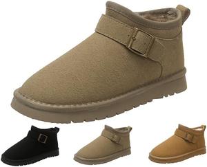 Женские зимние ботинки с искусственным меховым воротником, модные зимние ботильоны, легкие, с противоскользящей подошвой и подкладкой из искусственного меха Generic, Khaki