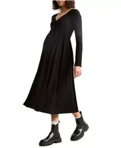 Платье для беременных и кормящих мам с самым мягким лифом в рубчик HATCH Collection, черный