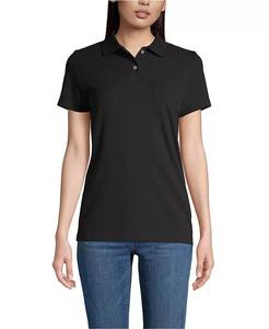 Женская рубашка-поло с коротким рукавом и сетчатой вставкой Lands' End, черный