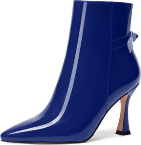 Женские ботильоны SKYSTERRY на молнии с острым носком, высокими каблуками и наружной отделкой, 3,3 дюйма, Royal Blue