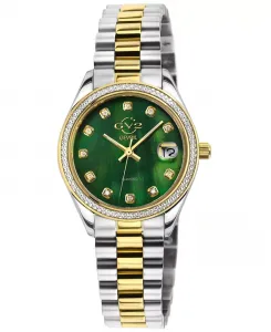 Женские часы Naples Swiss Quartz Diamond с двухцветным браслетом из нержавеющей стали с покрытием IPYG, 32 мм GV2 by Gevril