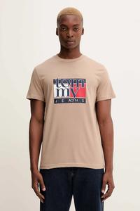Хлопковая футболка Tommy Jeans, бежевый