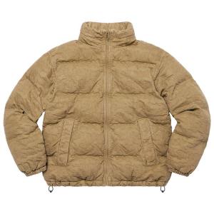 Куртка Supreme Fat Tip Jacquard Denim Puffer Jacket 'Olive', желто-коричневый